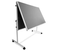 KARAT Tableau blanc Stanford à roulettes, surface Laqué magnétique - Double face & pivotant - Tableau magnétique avec cadre alu & plumier Pour usage Pro (120 x 150 cm - Gris)