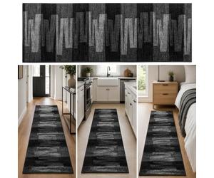 KARAT Tapis de Cuisine Ignifuge - Tapis de Course Noir 67x200 cm - Velours Fin, Confort Pieds Nus - Qualité Allemande - Carpette pour Couloir et Salon, Compatible avec Chauffage au Sol - Via Veneto