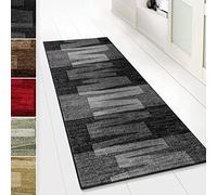 KARAT Tapis de Cuisine Ignifuge - Tapis de Course Noir 67x800 cm - Velours Fin, Confort Pieds Nus - Qualité Allemande - Carpette pour Couloir et Salon, Compatible avec Chauffage au Sol - Via Veneto