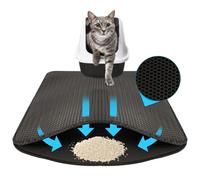 KARAT Tapis de litière pour chat - Anthracite - 76 x 61 cm - Tapis imperméable pour litière pour chat - Protège le sol de la litière pour chat - Tapis de litière pour chat