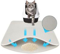 KARAT Tapis de litière pour chat - Charly - Tapis imperméable pour litière pour chat - Tapis pour chat protège le sol de la litière - Tapis de litière pour chat (Gris, 61 x 38 cm)