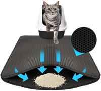 KARAT Tapis de litière pour chat - Charly - Tapis imperméable pour litière pour chat - Tapis pour chat protège le sol de la litière - Tapis de litière pour chat (Anthracite, 61 x 38 cm)