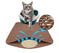 KARAT Tapis de litière pour chat - Charly - Tapis imperméable pour litière pour chat - Tapis pour chat protège le sol de la litière - Tapis de litière pour chat (Brun, 76 x 61 cm)