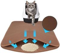 KARAT Tapis de litière pour chat - Charly - Tapis imperméable pour litière pour chat - Tapis pour chat protège le sol de la litière - Tapis de litière pour chat (Brun, 61 x 38 cm)