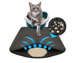 KARAT Tapis de litière pour chat - Charly - Tapis imperméable pour litière pour chat - Tapis pour chat protège le sol de la litière - Tapis de litière pour chat (Anthracite, 76 x 61 cm)