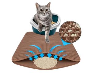 KARAT Tapis de litière pour chat - Charly - Tapis imperméable pour litière pour chat - Tapis pour chat protège le sol de la litière - Tapis de litière pour chat (Brun, 76 x 61 cm)