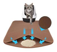 KARAT Tapis de litière pour chat - Marron - 76 x 61 cm - Tapis imperméable pour litière - Protège le sol de la litière pour chat - Tapis de litière pour chat