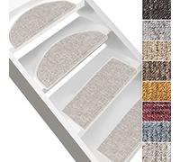 KARAT Tapis d'escalier Alto, Protection d'escalier avec cornière et Bande adhésive, Marchettes d'escalier fabriqué en Allemagne, Revêtement escalier antidérapant (Argent, Semicirculaire 23,5x65 cm)