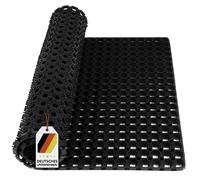 KARAT Tapis en Caoutchouc à Anneaux, Anti-salissures, paillasson, nid d'abeille, Drainage, antidérapant, extérieur, 60 x 80 cm, Noir, Sol Dur
