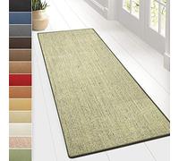 KARAT Tapis en Sisal et Fibres Naturelles Sylt - Naturel pour Votre Salon Fabriqué en Allemagne, Bordure en Coton - Attrayant et Robuste (Vert, 50 x 100 cm)