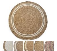 KARAT | Tapis Rond en Jute tressée à 100%, Fibre Naturelle - Tapis tissé à la Main | Qualité Certifié Oeko-Tex Standard 100 | Idéal pour Cuisine et salon | Diamètre : Ø 90cm, Mumbai