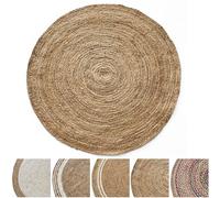 KARAT | Tapis Rond en Jute tressée à 100%, Fibre Naturelle - Tapis tissé à la Main | Qualité Certifié Oeko-Tex Standard 100 | Idéal pour Cuisine et Salon | Diamètre : Ø 120cm, Surat