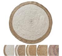 KARAT | Tapis Rond en Jute tressée à 100%, Fibre Naturelle - Tapis tissé à la Main | Qualité Certifié Oeko-Tex Standard 100 | Idéal pour Cuisine et salon | Diamètre : Ø 90cm, Agra
