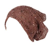Karate - Bandeau ethnique - Style bohème - Motif floral - Couverture de cheveux - Turban enveloppant, turban - Bonnet plissé - Bonnet cross pour femme (offee, taille unique)