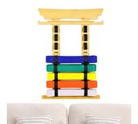 Karate Belt Display Rack - Wood, 60cm Martial Arts Belt Holder, Award Showcase Organizer | Wall Mounted Belts Display Stand With Stickers 2 Hooks For Adults TKD BJJ Home School Academy Club Dojo
