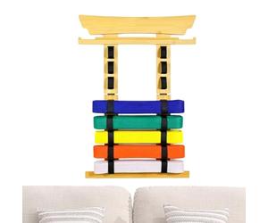 Karate Belt Display Rack - Wood, 60cm Martial Arts Belt Holder, Award Showcase Organizer | Wall Mounted Belts Display Stand With Stickers 2 Hooks For Adults TKD BJJ Home School Academy Club Dojo