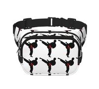Karaté Boy Ceinture de couleur changeante carrée double couche Sac de poitrine Sac à bandoulière Sac de course à pied Voyage Randonnée, Noir , Taille unique