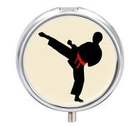 Karaté Boy - Pilulier de couleur changeante - 3 compartiments - Petit pilulier quotidien - Petit pilulier rond en métal - Pour sac à main