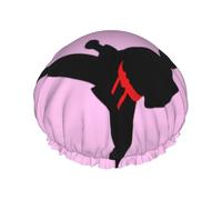 Karaté Boy Vector Ceinture Changeable Imprimé Couleur Double Couche Bonnet de Douche Réutilisable Léger et Doux Bonnet de Bain Cheveux pour Femme