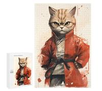 Karate Cat in Uniform - Puzzle À Exposer, 1000 PCS, Décoration du Nouvel an, avec Une Image Décorative Une Fois Terminé