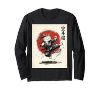 Karaté Chat Arts Martiaux Japonais Sumi-e Japon Vintage Mom Manche Longue