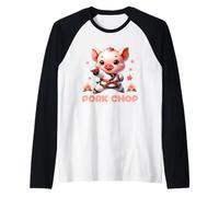Karate Cute Pork Chop Funny Karate Pun Pig Martial Arts Manche Raglan