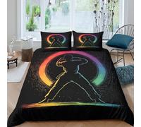 Karate Fighter Ensemble De Literie résistante 3 pièces 3D Imprimée Entretien Facile Coloré Martial Arts Linge de Lit avec Taie d'oreiller Hypoallergique for Chambre à Coucher Double（200x200cm）