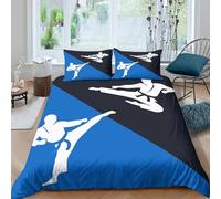 Karate Fighters Linge de Lit 3 pièces 3D Effet Microfibre résistante Martial Arts Action Housse de Couette avec Fermeture Éclair Facile d'entretien for Chambre Adulte Double（200x200cm）