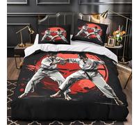 Karate Fighters Linge de Lit Microfibre Résistante 3D Imprimée 3 Pièces 2xTaies Ultra Douce mial s Action Housse de Couette Confortable Entretien Facile for Adultes Enfants Super king（260x220cm）