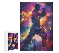 Karate Galaxy Silhouette, 1000 PCS Puzzle À Exposer, Idée Cadeau Festive, avec Une Image Décorative Une Fois Terminé
