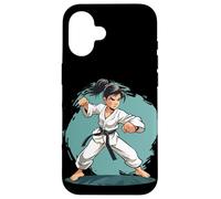 Karate Girl Comic Ceinture Noire d'autodéfense Coque pour iPhone 16