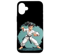 Karate Girl Comic Ceinture Noire d'autodéfense Coque pour iPhone 16 Plus