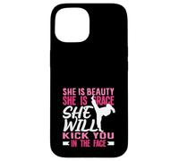 Karaté Girl Kick in The Face Beauty Grace Sayings Funny Coque pour iPhone 15
