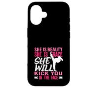 Karaté Girl Kick in The Face Beauty Grace Sayings Funny Coque pour iPhone 16