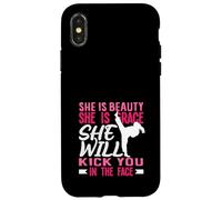 Karaté Girl Kick in The Face Beauty Grace Sayings Funny Coque pour iPhone X/XS