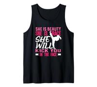 Karaté Girl Kick in The Face Beauty Grace Sayings Funny Débardeur