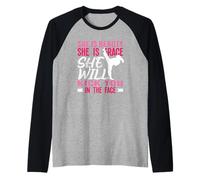 Karaté Girl Kick in The Face Beauty Grace Sayings Funny Manche Raglan