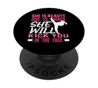 Karaté Girl Kick in The Face Beauty Grace Sayings Funny PopSockets PopGrip Adhésif