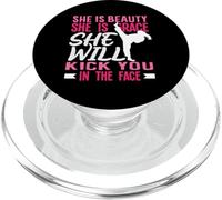 Karaté Girl Kick in The Face Beauty Grace Sayings Funny PopSockets PopGrip pour MagSafe