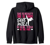 Karaté Girl Kick in The Face Beauty Grace Sayings Funny Sweat à Capuche
