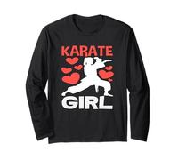 Karaté Girl Love Martial Arts Fighter Red Hearts Training Manche Longue