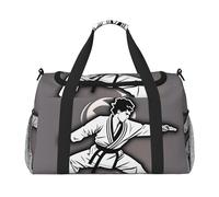 Karate-highkick-icon imprimé sacs de nuit pour femmes et hommes sac à bandoulière sac de transport pour voyage essentiel, noir, One Size