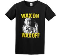 Karate Kid Mr Miyagi Chopsticks Wax on Wax Off Pat Morita Cobra Men Cotton Blend T Shirt Black M