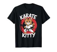 Karaté Kitty Ceinture d'arts Martiaux Noirs pour Amoureux des Chats T-Shirt