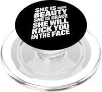 Karaté She is Beauty She is Grace Kick Face PopSockets PopGrip pour MagSafe