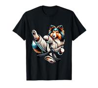 Karate Shetland Sheepdog Sheltie Noir T-Shirt