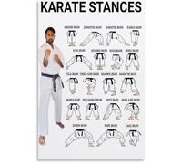 Karate Stances Poster Basic Positions Zenkutsu Kokutsu Nekoashi Canvas Wall-Art for Karate Studio Bedroom Living Room Decor