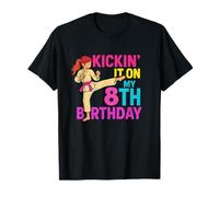 Karaté Taekwondo Fille 8ème Anniversaire Kickin' Arts Martiaux T-Shirt