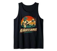 Karatéaurus Dinosaure Arts Martiaux T-Rex Rétro Coucher de Soleil Débardeur
