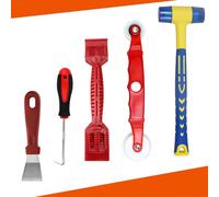 KARBAG Zhaoyao Kit d'outils de vitrage de fenêtre, 5 outils de vitrage robustes, marteau multifonction en alliage, rouleau de fenêtre rouge, pelle en plastique pour fenêtres, portes